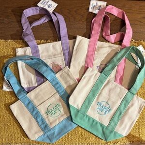 Canvas Mini Tote Bag - Pastel Blue, Pink, Lavender, Mint